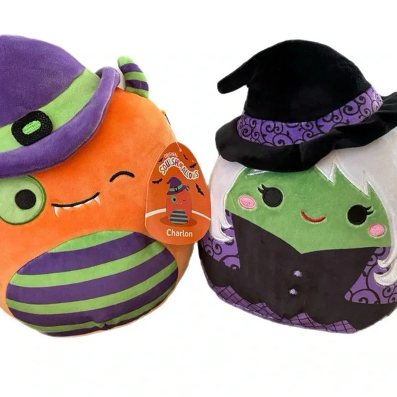 Lot Of 2 NWT SQUISHMALLOWS Mariposa 8” Charlon 9” Halloween Witch Monster Plushy - Picture 1 of 11